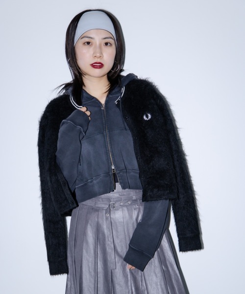 別注】FRED PERRY / Fluffy Crewneck Knit Cardigan（カーディガン