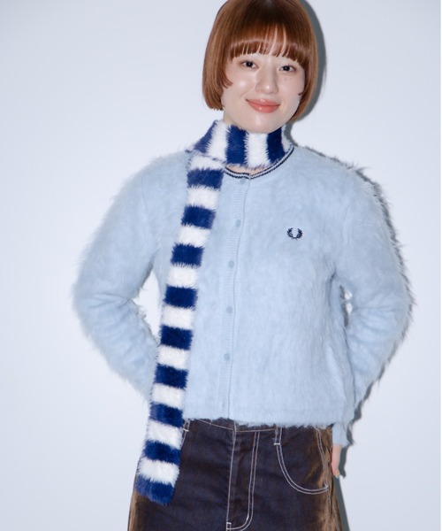 トップス FREDPERRY Fluffy Crewneck Knit Cardigan 別注】FRED PERRY / Fluffy Crewneck Knit Cardigan [手洗い可