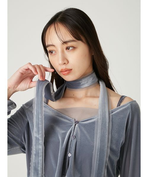 FRAY I.D（フレイアイディー）の「シアーベロアカーデ&キャミワンピース（ワンピース・レディース・ブラック/ピンクベージュ/ブルー・0/1）」の14枚目の写真