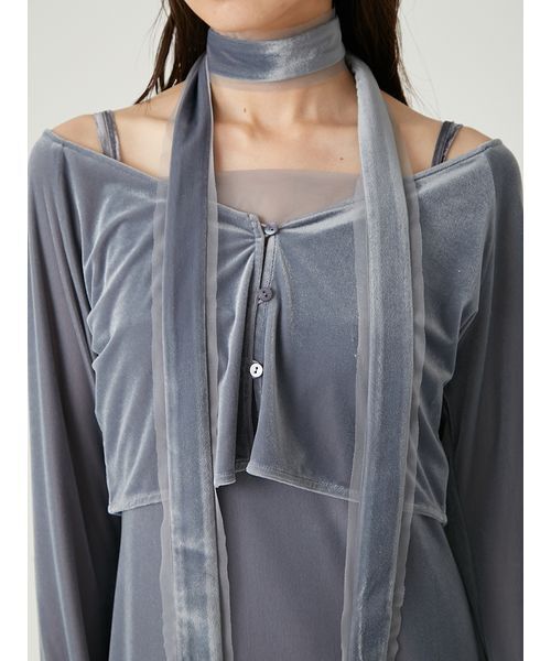 FRAY I.D（フレイアイディー）の「シアーベロアカーデ&キャミワンピース（ワンピース・レディース・ブラック/ピンクベージュ/ブルー・0/1）」の15枚目の写真