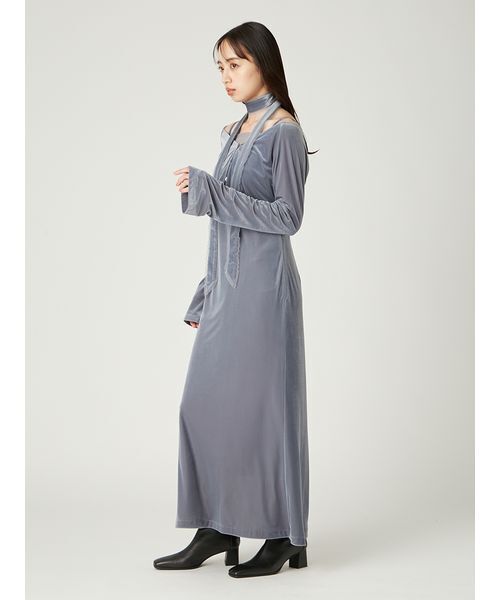 FRAY I.D（フレイアイディー）の「シアーベロアカーデ&キャミワンピース（ワンピース・レディース・ブラック/ピンクベージュ/ブルー・0/1）」の22枚目の写真