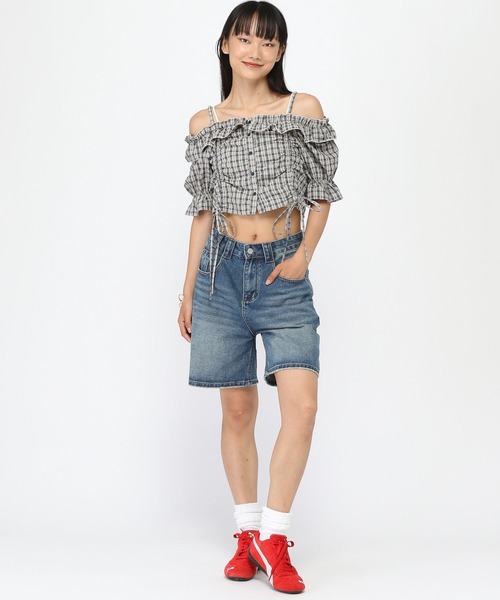 3.3 Field Trip （3.3フィールドトリップ）の「3.3 Field Trip／チェックオフショルブラウス（シャツ/ブラウス・レディース・ネイビー/レッド・FREE）」の20枚目の写真