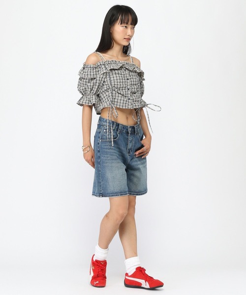 3.3 Field Trip （3.3フィールドトリップ）の「3.3 Field Trip／チェックオフショルブラウス（シャツ/ブラウス・レディース・ネイビー/レッド・FREE）」の19枚目の写真