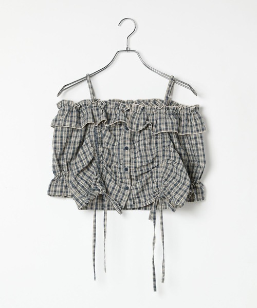 3.3 Field Trip （3.3フィールドトリップ）の「3.3 Field Trip／チェックオフショルブラウス（シャツ/ブラウス・レディース・ネイビー/レッド・FREE）」の15枚目の写真