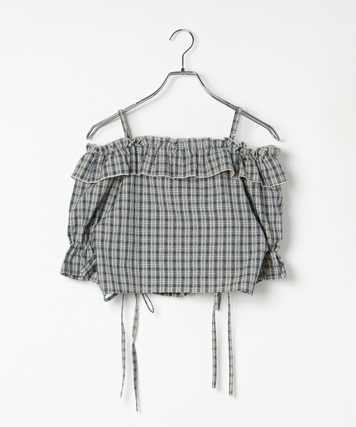 3.3 Field Trip （3.3フィールドトリップ）の「3.3 Field Trip／チェックオフショルブラウス（シャツ/ブラウス・レディース・ネイビー/レッド・FREE）」の14枚目の写真