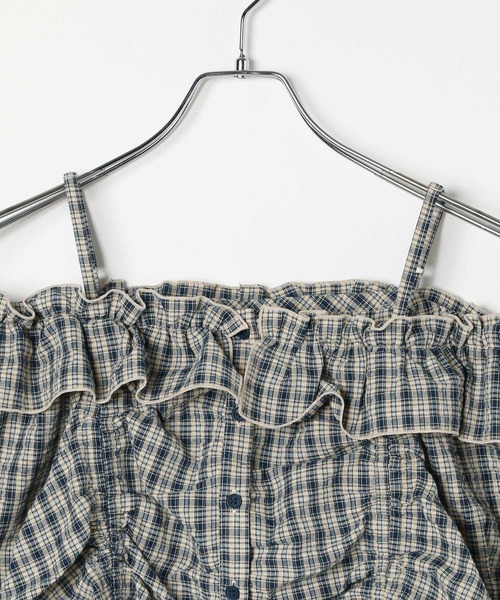 3.3 Field Trip （3.3フィールドトリップ）の「3.3 Field Trip／チェックオフショルブラウス（シャツ/ブラウス・レディース・ネイビー/レッド・FREE）」の13枚目の写真