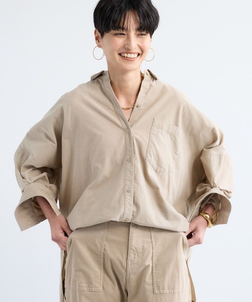 BARNYARDSTORM（バンヤードストーム）の「BARNYARDSTORM / ワイドシルエットコーデュロイシャツ / マシンウォッシャブル【WEB限定カラー】【「BABALOG」チャンネルご紹介アイテム】（シャツ/ブラウス・レディース・ベージュ/ネイビー/ブラウン/ピンク・S/M）」の10枚目の写真