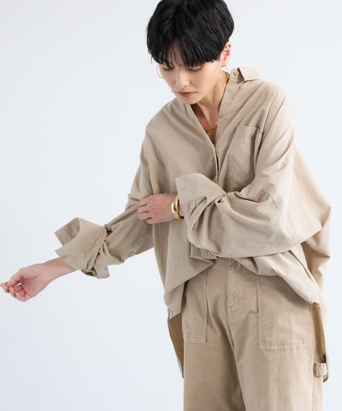 BARNYARDSTORM（バンヤードストーム）の「BARNYARDSTORM / ワイドシルエットコーデュロイシャツ / マシンウォッシャブル【WEB限定カラー】【「BABALOG」チャンネルご紹介アイテム】（シャツ/ブラウス・レディース・ベージュ/ネイビー/ブラウン/ピンク・S/M）」の11枚目の写真