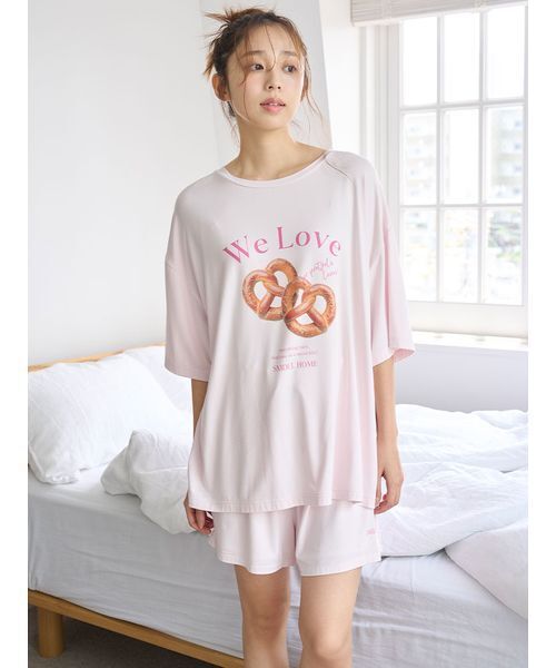 接触冷感】オーバーサイズカットセットアップ（ルームウェア/パジャマ