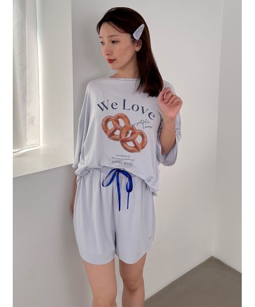 SNIDEL HOME（スナイデルホーム）の「【接触冷感】オーバーサイズカットセットアップ（ルームウェア/パジャマ・レディース・ブルー/アイボリー/グレー/ピンク・F）」の3枚目の写真