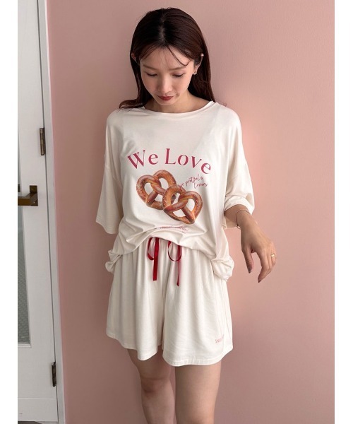 SNIDEL HOME（スナイデルホーム）の「【接触冷感】オーバーサイズカットセットアップ（ルームウェア/パジャマ・レディース・ブルー/アイボリー/グレー/ピンク・F）」の2枚目の写真