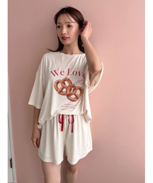 SNIDEL HOME（スナイデルホーム）の「【接触冷感】オーバーサイズカットセットアップ（ルームウェア/パジャマ・レディース・ブルー/アイボリー/グレー/ピンク・F）」の7枚目の写真