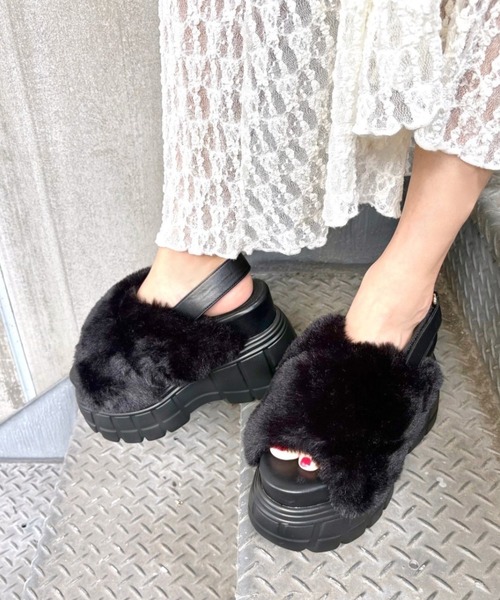 セール】【25AW新作】【R&E】クロスファーバックベルト厚底サンダル