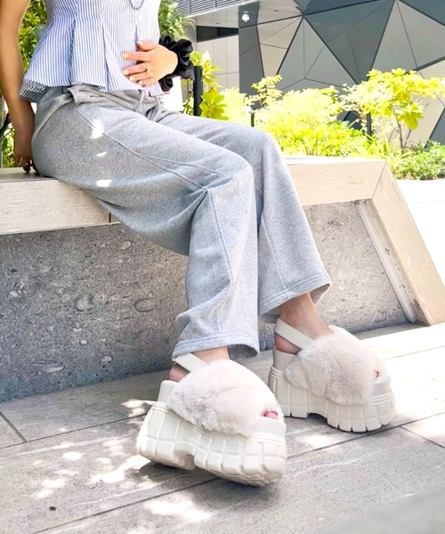 セール】【25AW新作】【R&E】クロスファーバックベルト厚底サンダル