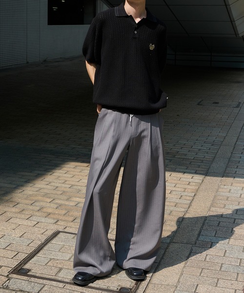 Perushu（ペルーシュ）の「ダブルウエストピンストライプスラックス（スラックス・メンズ・グレー/ブラック・SMALL/MEDIUM/LARGE）」の8枚目の写真