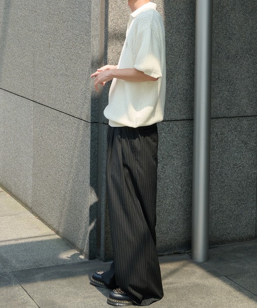 Perushu（ペルーシュ）の「ダブルウエストピンストライプスラックス（スラックス・メンズ・グレー/ブラック・SMALL/MEDIUM/LARGE）」の3枚目の写真