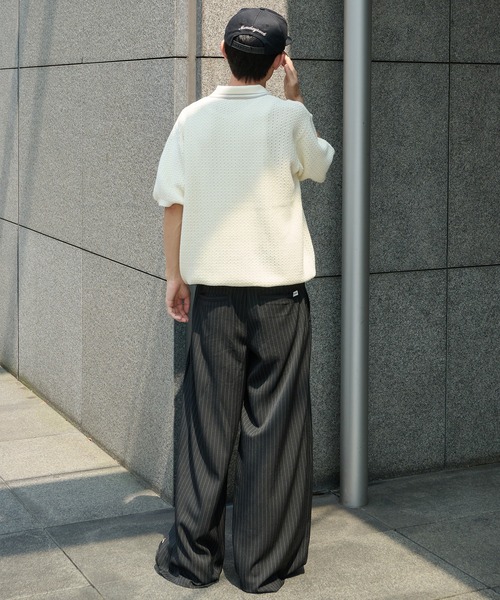 Perushu（ペルーシュ）の「ダブルウエストピンストライプスラックス（スラックス・メンズ・グレー/ブラック・SMALL/MEDIUM/LARGE）」の4枚目の写真