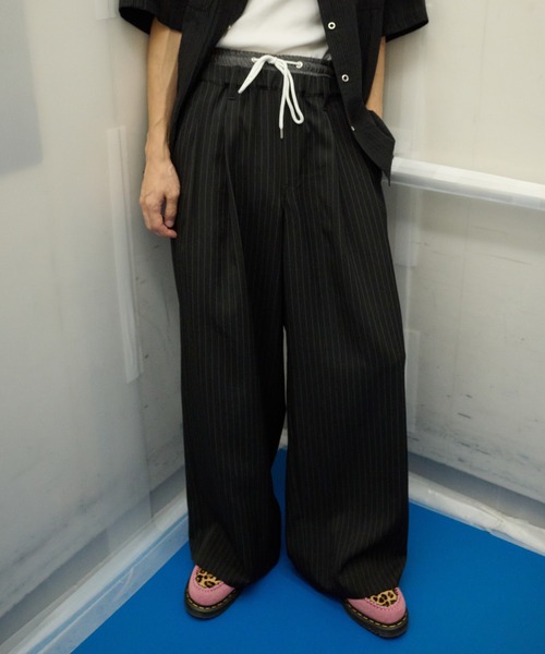 Perushu（ペルーシュ）の「ダブルウエストピンストライプスラックス（スラックス・メンズ・グレー/ブラック・SMALL/MEDIUM/LARGE）」の5枚目の写真