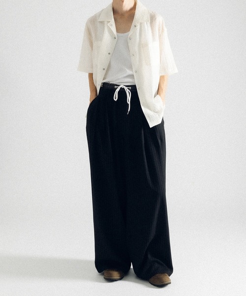 Perushu（ペルーシュ）の「ダブルウエストピンストライプスラックス（スラックス・メンズ・グレー/ブラック・SMALL/MEDIUM/LARGE）」の15枚目の写真