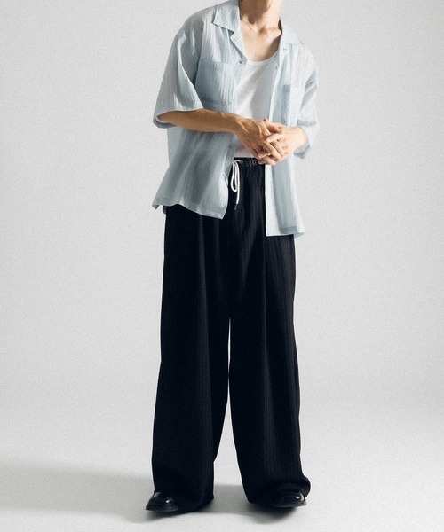 Perushu（ペルーシュ）の「ダブルウエストピンストライプスラックス（スラックス・メンズ・グレー/ブラック・SMALL/MEDIUM/LARGE）」の21枚目の写真