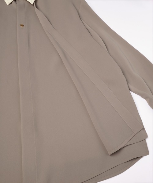 CULLNI（クルニ）の「Stripe Collar Double Cloth Asymmetrical Layered Shirt（シャツ/ブラウス・メンズ・アッシュブラウン/ブラック・1/0/2）」の10枚目の写真