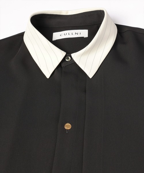 CULLNI（クルニ）の「Stripe Collar Double Cloth Asymmetrical Layered Shirt（シャツ/ブラウス・メンズ・アッシュブラウン/ブラック・1/0/2）」の12枚目の写真