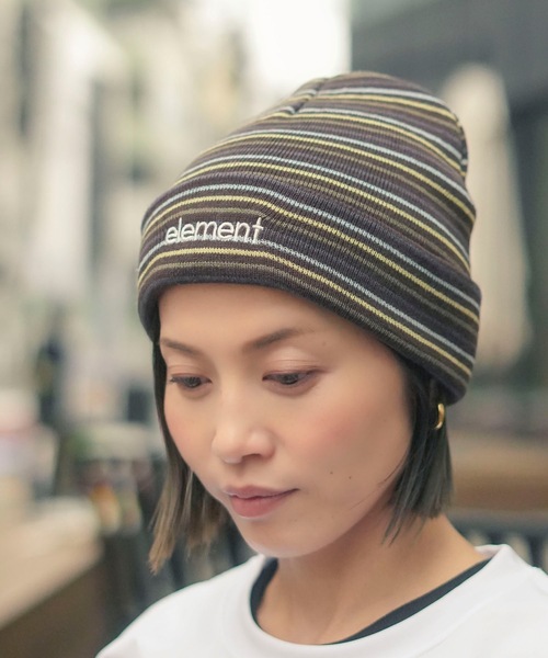 ELEMENT(エレメント)の「ELEMENT メンズ MID LOWCASE BEANIE S ビーニー 【2025年秋冬モデル】/エレメントボーダー柄ニット帽・ビーニー(ニットキャップ/ビーニー・メンズ・ブラウン系その他/ベージュ系その他・FREE)」の2枚目の写真