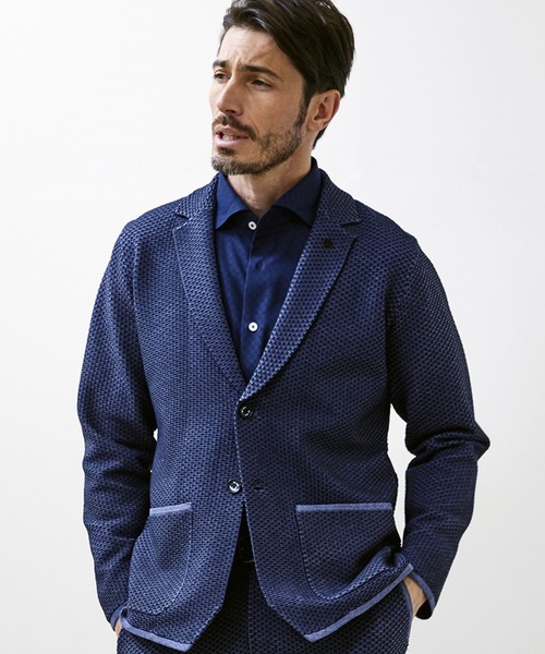 g-stage（ジーステージ）の「春夏G-ZERO ハニカム サマーニット ジャケット 　ジ－ステ－ジ（テーラードジャケット・メンズ・チャコールグレー/ネイビー/ライトグレー・46/48）」の3枚目の写真