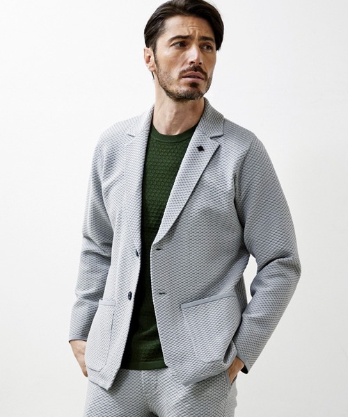 g-stage（ジーステージ）の「春夏G-ZERO ハニカム サマーニット ジャケット 　ジ－ステ－ジ（テーラードジャケット・メンズ・チャコールグレー/ネイビー/ライトグレー・46/48）」の2枚目の写真