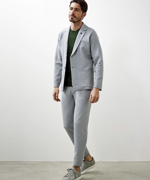 g-stage（ジーステージ）の「春夏G-ZERO ハニカム サマーニット ジャケット 　ジ－ステ－ジ（テーラードジャケット・メンズ・チャコールグレー/ネイビー/ライトグレー・46/48）」の4枚目の写真