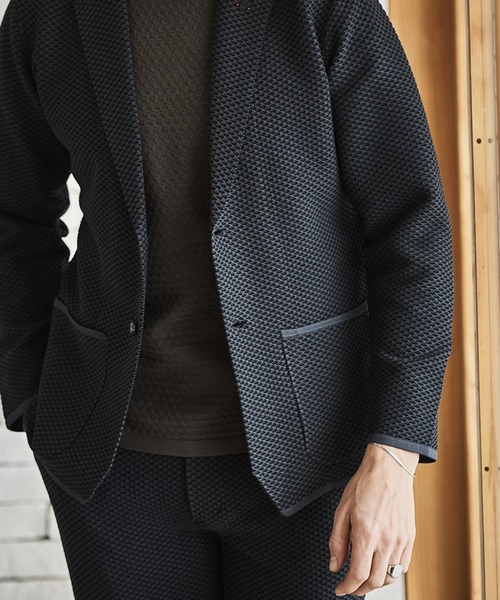 g-stage（ジーステージ）の「春夏G-ZERO ハニカム サマーニット ジャケット 　ジ－ステ－ジ（テーラードジャケット・メンズ・チャコールグレー/ネイビー/ライトグレー・46/48）」の5枚目の写真