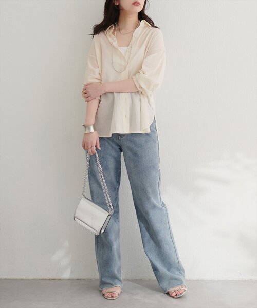 natural couture(ナチュラルクチュール)の「【WEB限定】綿シアー長袖シャツ(シャツ/ブラウス・レディース・イエロー/ピンク/ブラウン/アイボリー/チャコールグレー・FREE)」の17枚目の写真
