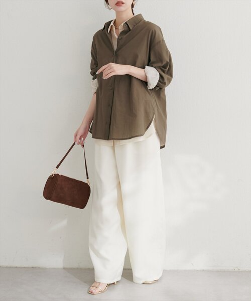 natural couture(ナチュラルクチュール)の「【WEB限定】綿シアー長袖シャツ(シャツ/ブラウス・レディース・イエロー/ピンク/ブラウン/アイボリー/チャコールグレー・FREE)」の7枚目の写真