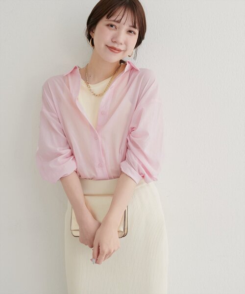 natural couture(ナチュラルクチュール)の「【WEB限定】綿シアー長袖シャツ(シャツ/ブラウス・レディース・イエロー/ピンク/ブラウン/アイボリー/チャコールグレー・FREE)」の9枚目の写真