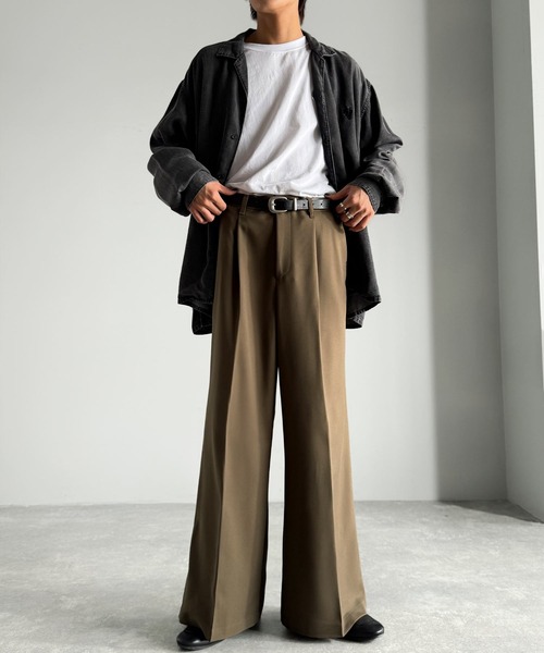 Classical Origin（クラシカルオリジン）の「「美しい落ち感。」 ワンタックセンタープレスフレアスラックス／One-tuck center-pressed flared slacks（スラックス・メンズ・ブラウン/チャコール/杢グレー/ブラック・SMALL/MEDIUM/LARGE）」の15枚目の写真
