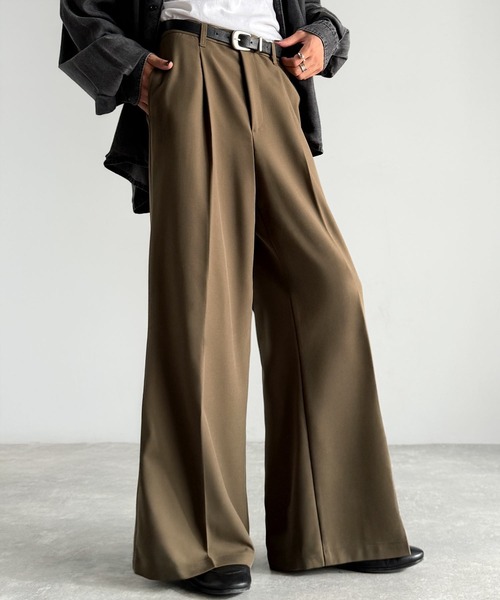 Classical Origin（クラシカルオリジン）の「「美しい落ち感。」 ワンタックセンタープレスフレアスラックス／One-tuck center-pressed flared slacks（スラックス・メンズ・ブラウン/チャコール/杢グレー/ブラック・SMALL/MEDIUM/LARGE）」の14枚目の写真