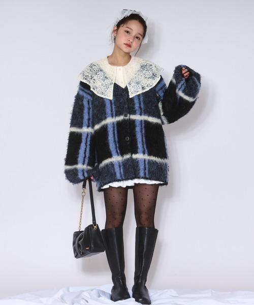 loin nuit(ロワンニュイ)の「nuance design knit cardigan / ニュアンスデザインニットカーディガン(カーディガン/ボレロ・レディース・アイボリー/グリーン/グレー/ブラック/オフホワイト・FREE)」の7枚目の写真