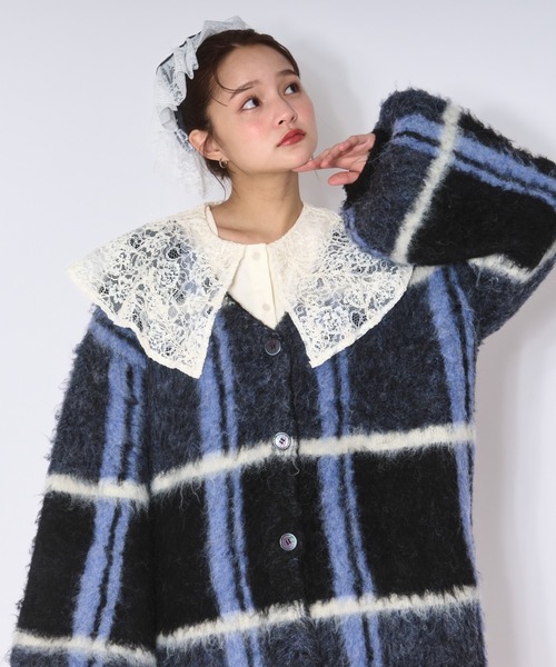 レイヤードデザインカーディガン　loinnuit ロワンニュイ loin nuit カーディガン glitter sheer cardigan / グリッターシアー