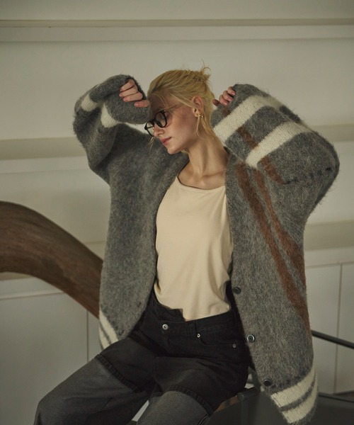 loin nuit(ロワンニュイ)の「plaid pattern knitcardigan loin nuit(ロワンニュイ)の「plaid pattern knitcardigan