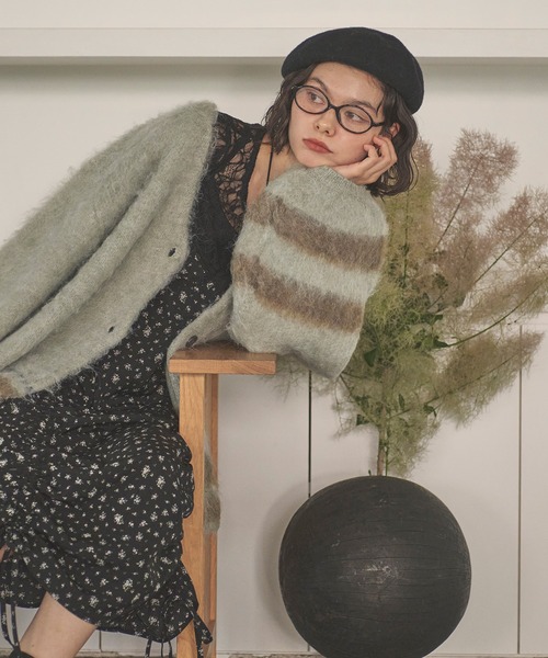 plaid pattern knitcardigan / プラッドパターンニット