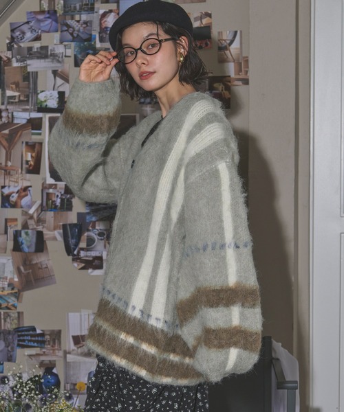 plaid pattern knitcardigan / プラッドパターンニット