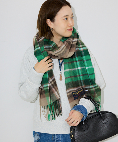 slobe iena TWEEDMILL ウール チェックストール 新品タグ付き TWEED MILL ツイードミル マフラー Lambswool Knee throw check