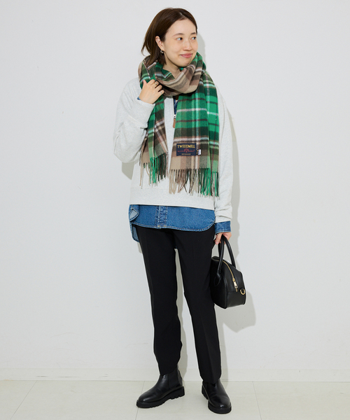 TWEED MILL（ツイードミル）の「《追加》TWEED MILL/ツイードミル ストール（ストール/ショール・レディース・チャコールグレー/ブルー/ライトグレー/ブラウン/グリーン/オートミール/タン・FREE）」の10枚目の写真