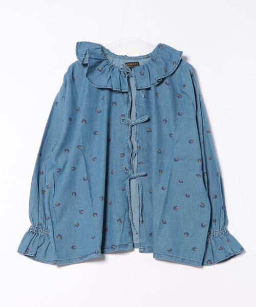 MARKEY'S(マーキーズ)の「デニムフリルカラーブラウス/おとな(シャツ/ブラウス・レディース・ブルー系その他/ブラック/ブラック系その他/ブルー・160cm)」の4枚目の写真
