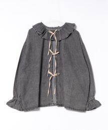 デニムフリルカラーブラウス/おとな
