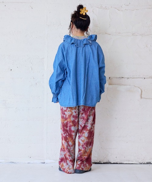 MARKEY'S(マーキーズ)の「デニムフリルカラーブラウス/おとな(シャツ/ブラウス・レディース・ブルー系その他/ブラック/ブラック系その他/ブルー・160cm)」の7枚目の写真