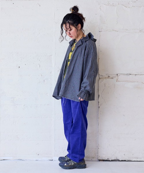 MARKEY'S(マーキーズ)の「デニムフリルカラーブラウス/おとな(シャツ/ブラウス・レディース・ブルー系その他/ブラック/ブラック系その他/ブルー・160cm)」の9枚目の写真