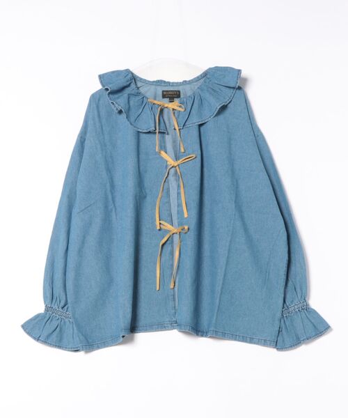 MARKEY'S(マーキーズ)の「デニムフリルカラーブラウス/おとな(シャツ/ブラウス・レディース・ブルー系その他/ブラック/ブラック系その他/ブルー・160cm)」の11枚目の写真