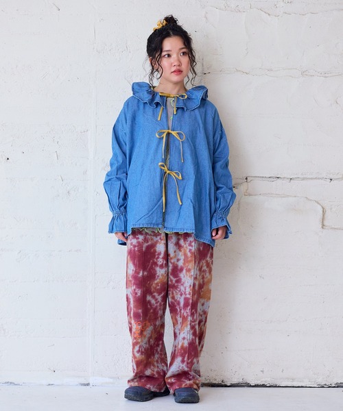 MARKEY'S(マーキーズ)の「デニムフリルカラーブラウス/おとな(シャツ/ブラウス・レディース・ブルー系その他/ブラック/ブラック系その他/ブルー・160cm)」の14枚目の写真