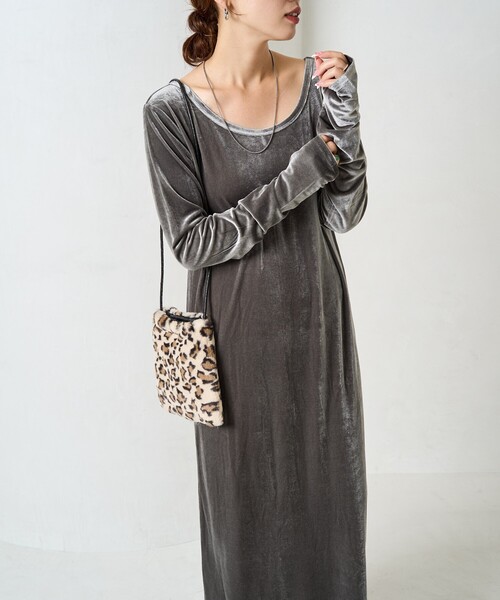 限定展開 ベロア バレエネック ロング ワンピース（ワンピース